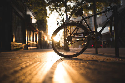 Bicycle on footpath in city