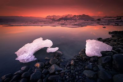 Scenic view of sea during sunset