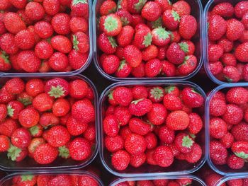 Full frame shot of strawberries in market