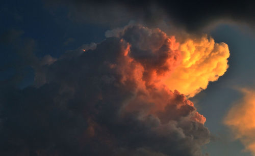 Low angle view of cloudy sky during sunset
