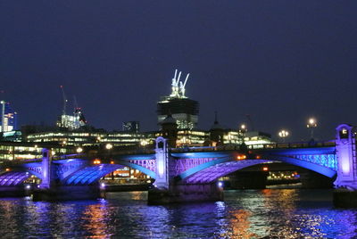 Bridge over river at night