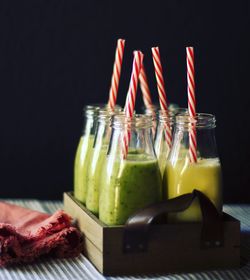 Close-up of drink in jar on table