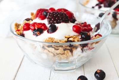 High angle view of breakfast served in bowl