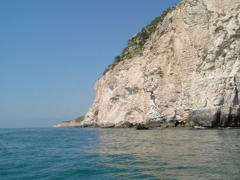Scenic view of sea against clear sky