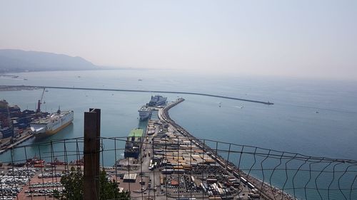 High angle view of city at waterfront