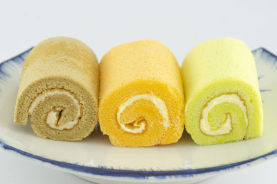 Close-up of macaroons in plate