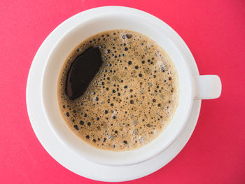 High angle view of coffee on table