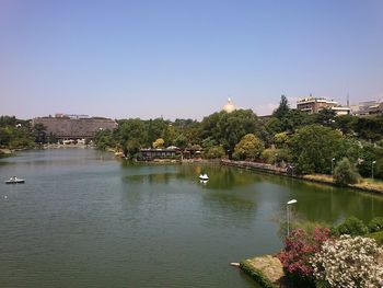 View of river with buildings in background