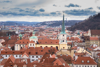 High angle view of town