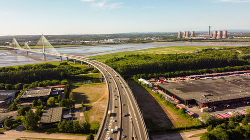 The mersey gateway bridge , drone photo may 2022