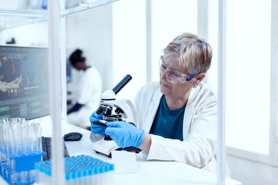 Female doctor working in laboratory