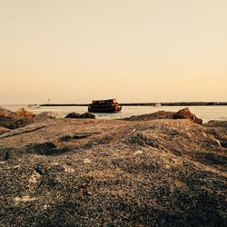 Scenic view of sea at sunset