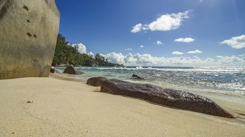 Scenic view of beach against sky