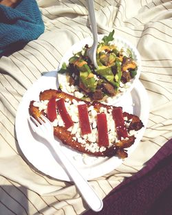 Close-up of served food in plate