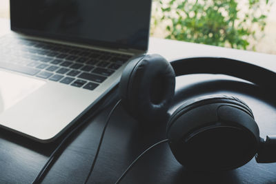 Close-up of laptop on table