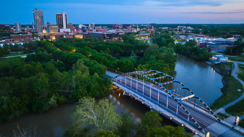 High angle view of buildings in city