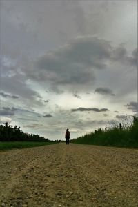 Rear view of man standing on field