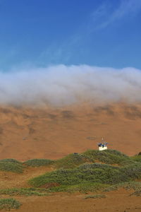 Scenic view of land against sky