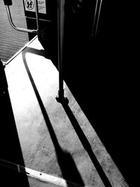 High angle view of shadow on door