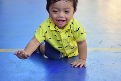 Portrait of cute boy smiling