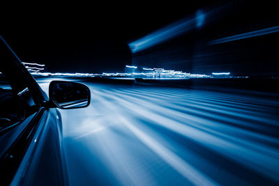 Light trails on road at night