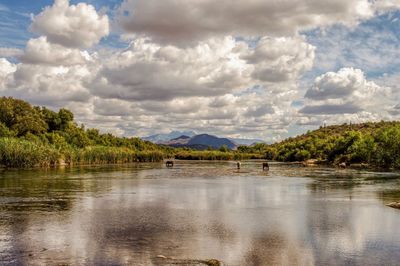 Scenic view of lake against sky