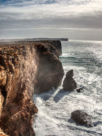 Cliffs in sagres. algarve, portugal.