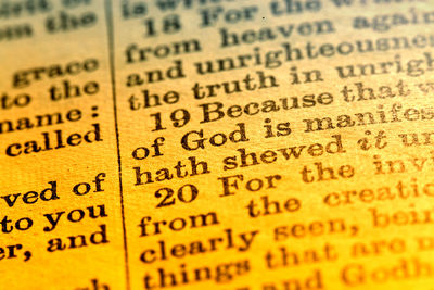 Close-up of text on paper