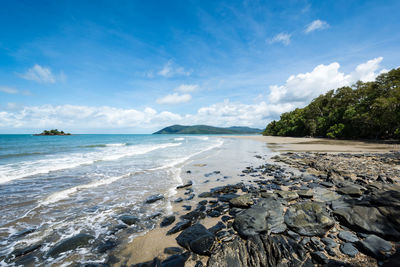 Scenic view of beach against sky