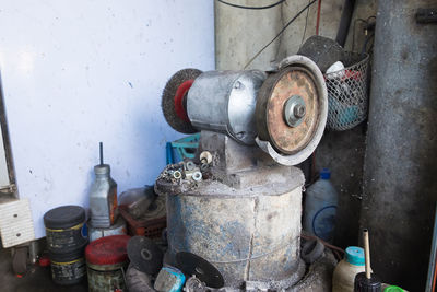 Close-up of rusty machine part