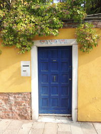 View of blue door