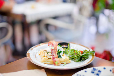 Close-up of salad in plate on table