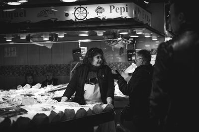 People standing in restaurant