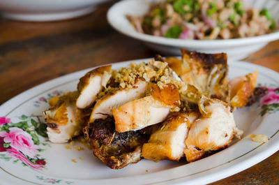 Close-up of meal served in plate