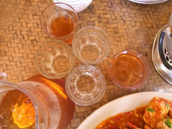 High angle view of food on table