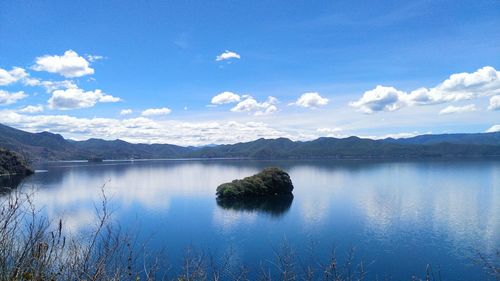 Scenic view of lake against sky