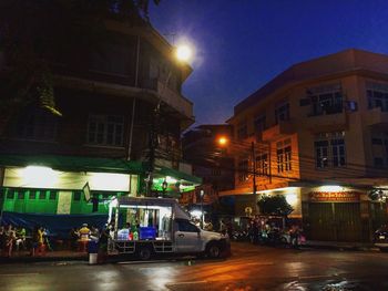 Illuminated buildings at night