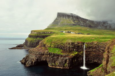 Scenic view of sea against cloudy sky