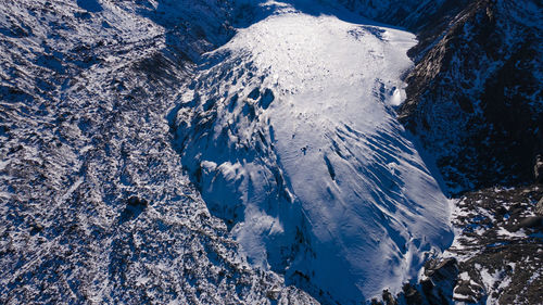 Aerial view of snowcapped mountains