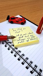 High angle view of text on paper