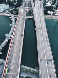 High angle view of bridge over river in city