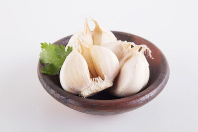 Close-up of food against white background