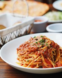 Close-up of pasta in plate