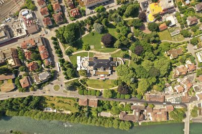 High angle view of buildings in city