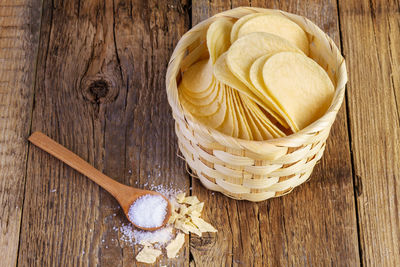 High angle view of bread on table