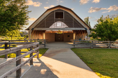 The pavilion is ready for a day of picnics 