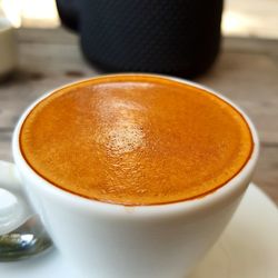 High angle view of coffee on table