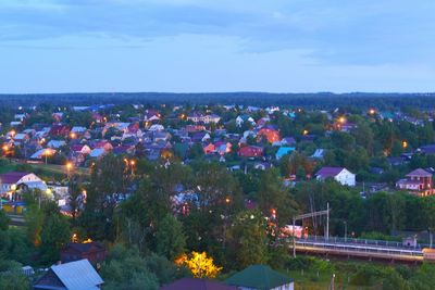 View of residential district against sky