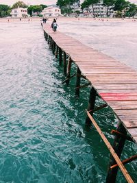 High angle view of pier over sea