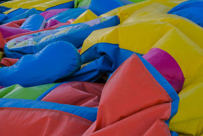 High angle view of multi colored flags